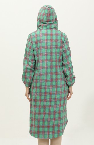 Plaid Pattern Hooded Cape 001E-01 Green 001E-01