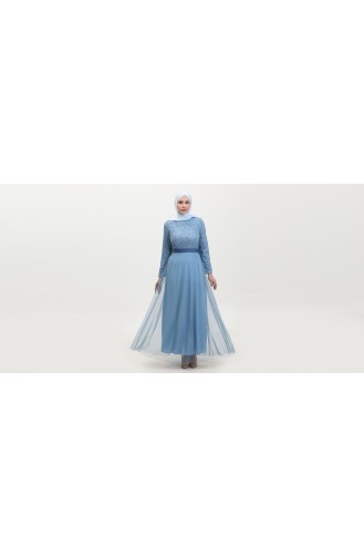 Abendkleid Mit Spitzengürtel 5353A-06 Indigo 5353A-06