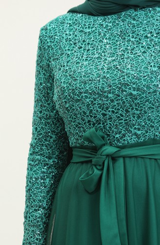 Lace Belted Evening Dress 5353A-10 Green 5353A-10