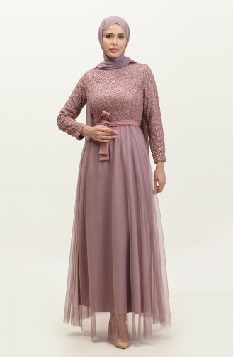 Abendkleid Mit Spitzengürtel 5353A-15 Flieder 5353A-15