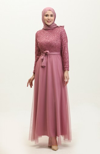 Abendkleid Mit Spitzengürtel 5353A-16 Dusty Rose 5353A-16