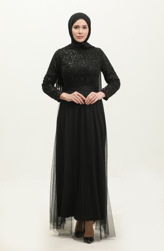 Abendkleid Mit Spitzengürtel 5353A-19 Schwarz 5353A-19