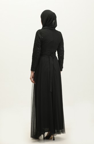 Abendkleid Mit Spitzengürtel 5353A-19 Schwarz 5353A-19