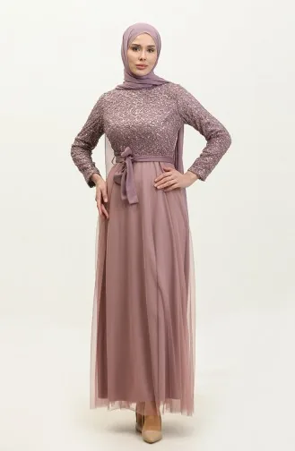 Avondjurk Met Kanten Riem 5353A-21 Lila Paars 5353A-21