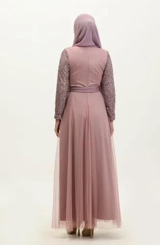 Avondjurk Met Kanten Riem 5353A-21 Lila Paars 5353A-21