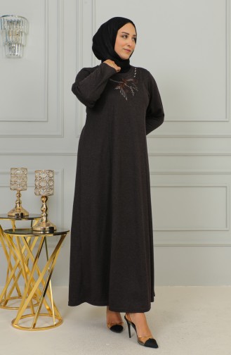 Robe Tricotée Acier Brodé Grande Taille 4878-05 Marron 4878-05