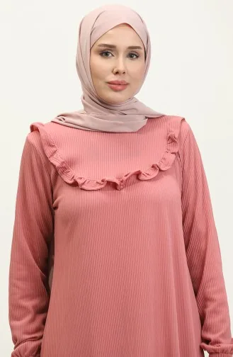 Jurk Met Ruches En Gedetailleerde Corduroy 0315-01 Dusty Rose 0315-01