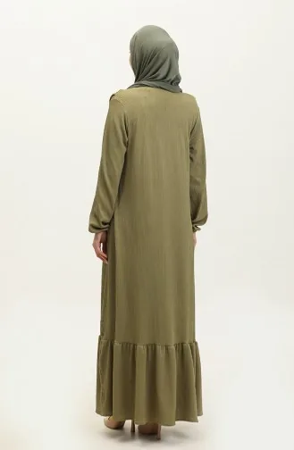 Ruffle Detailed Corduroy Dress 0315-02 Light Khaki 0315-02