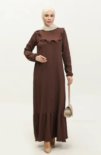 Robe Velours Côtelé Détail Volants 0315-04 Marron 0315-04