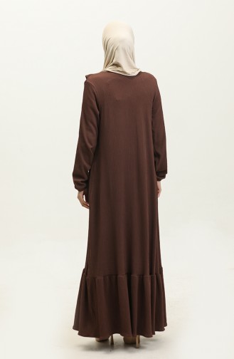 Nazenin Robadan Fırfırlı Elbise NZR003-04 Kahverengi