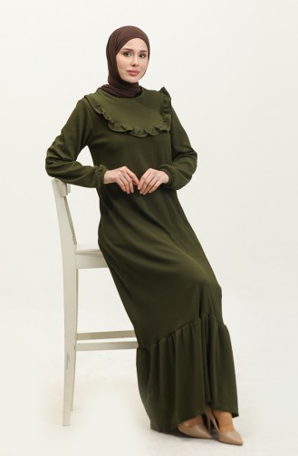 Ruffle Detailed Corduroy Dress 0315-05 Khaki 0315-05