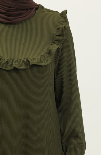 Nazenin Robadan Fırfırlı Elbise NZR003-05 Haki