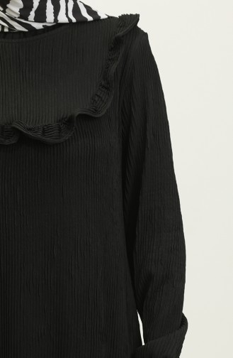 Nazenin Robadan Fırfırlı Elbise NZR003-06 Siyah