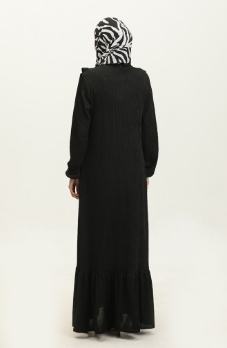 Nazenin Robadan Fırfırlı Elbise NZR003-06 Siyah