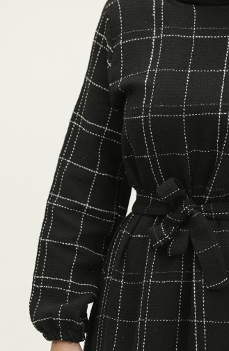 Tweed Plaid Belted Dress 0306-01 Black 0306-01