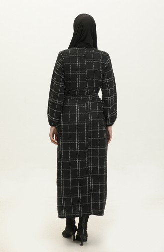 Tweed Plaid Belted Dress 0306-01 Black 0306-01