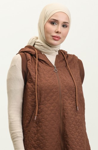 Gilet Côtelé Matelassé Tricoté Marron Y91 507