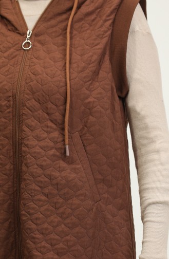 Gilet Côtelé Matelassé Tricoté Marron Y91 507