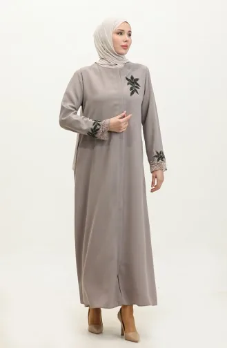 عباية مطرزة بتصميم دانتيل  مقاس كبير 5065-06 فيزون  5065-06