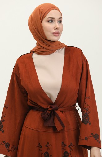 Laser Printed Suede Cape Brown K109 529