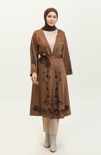 Laser Printed Suede Cape Camel K109 533