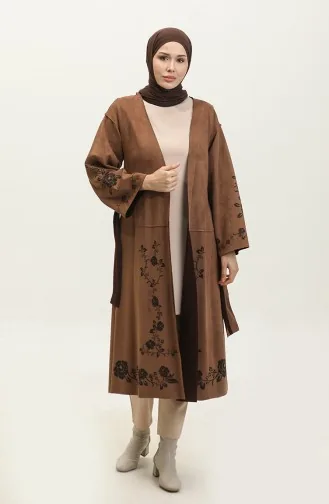 Laser Printed Suede Cape Camel K109 533