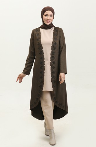 Laser Printed Suede Cape Khaki K108 548