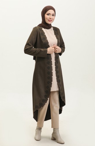 Laser Printed Suede Cape Khaki K108 548