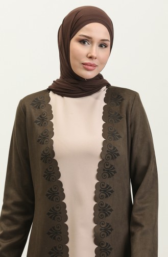 Laser Printed Suede Cape Khaki K108 548