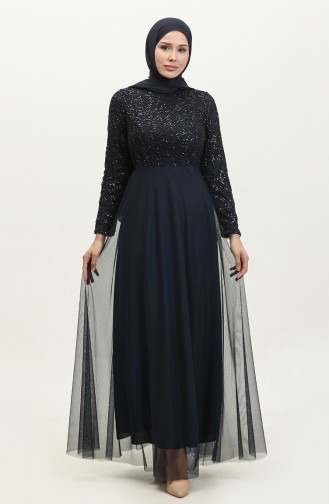 Abendkleid Mit Spitzengürtel 5353A-11 Marineblau 5353A-11