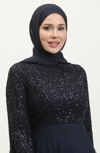 Avondjurk Met Kanten Riem 5353A-11 Marineblauw 5353A-11