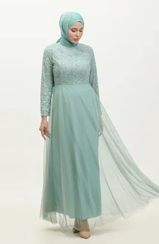 Abendkleid Mit Spitzengürtel 5353A-12 Grün 5353A-12
