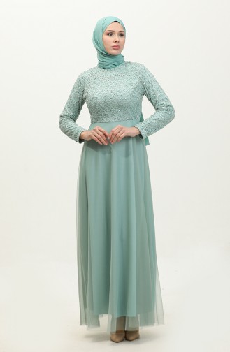 Abendkleid Mit Spitzengürtel 5353A-12 Grün 5353A-12