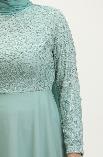 Robe De Soirée A Ceinture Et Dentelle 5353A-12 Vert 5353A-12