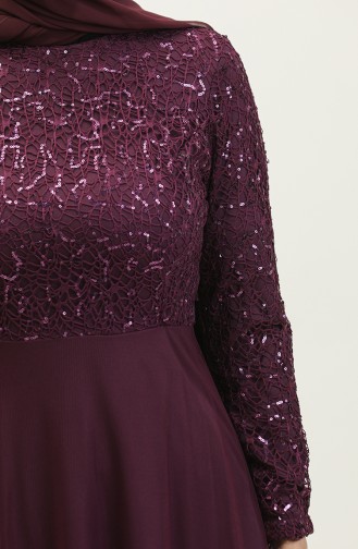 Abendkleid Mit Spitzengürtel 5353A-13 Pflaume 5353A-13