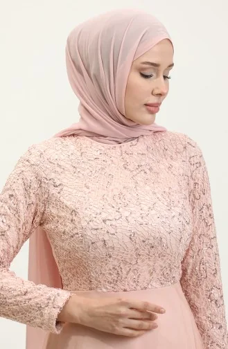 Abendkleid Mit Spitze Und Gürtel 5353A-14 Puder 5353A-14