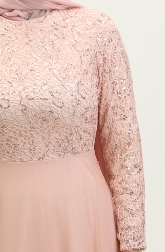 Lace Belted Evening Dress 5353A-14 Powder 5353A-14