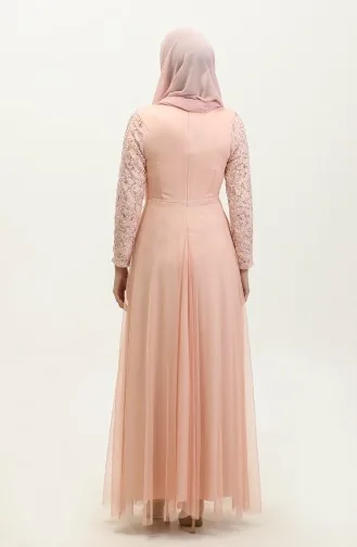 Abendkleid Mit Spitze Und Gürtel 5353A-14 Puder 5353A-14