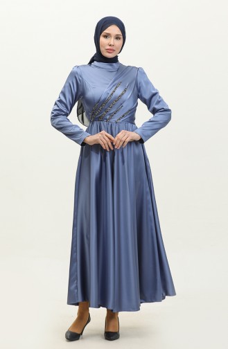 Stone Evening Dress 5762-02 İndigo 5762-02