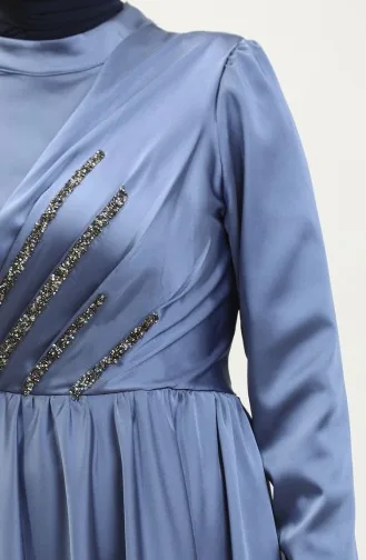 Taşlı Abiye Elbise 5762-02 İndigo