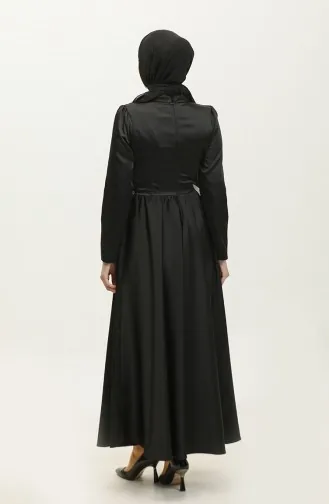 Taşlı Abiye Elbise 5762-04 Siyah