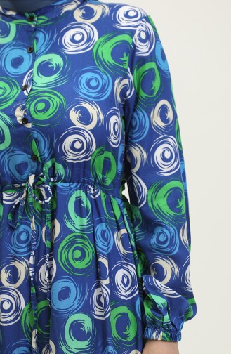 Feza Robe Viscose à Motifs 0313-01 Vert Saks 0313-01