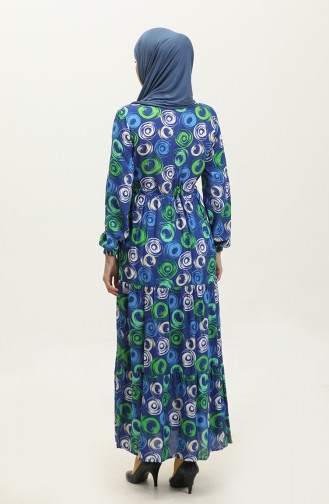 Feza Robe Viscose à Motifs 0313-01 Vert Saks 0313-01