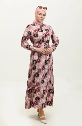 Feza Gemustertes Viskosekleid 0313-02 Puderschwarz 0313-02