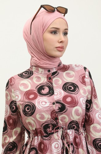 فستان فيسكوز منقوش 0313-02 بودرا أسود 0313-02