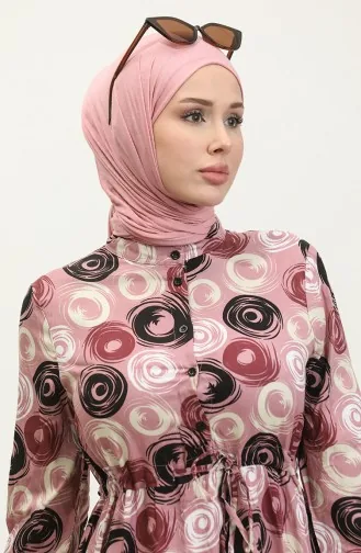 Feza Gemustertes Viskosekleid 0313-02 Puderschwarz 0313-02