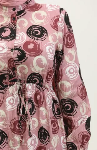 Feza Gemustertes Viskosekleid 0313-02 Puderschwarz 0313-02
