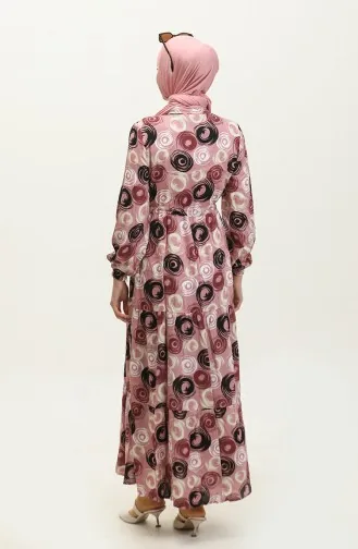 Feza Gemustertes Viskosekleid 0313-02 Puderschwarz 0313-02