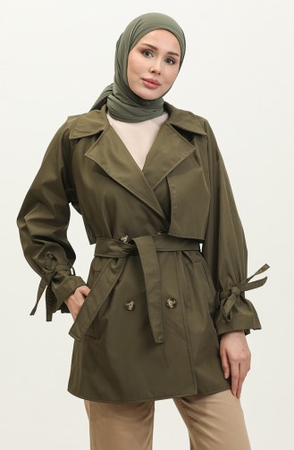 Zweireihiges Cape Mit Kragen 202601-01 Khaki 202601-01