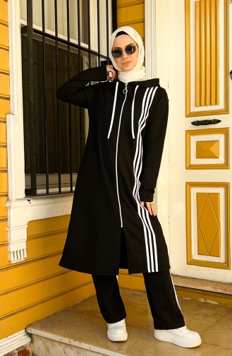 Hooded Tracksuit Set 3077-05 Black 3077-05